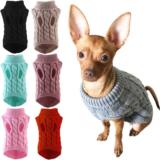 Winter Warm Pet Turtleneck Chihuahua Vest Soft Yorkie Coat Teddy Jacket